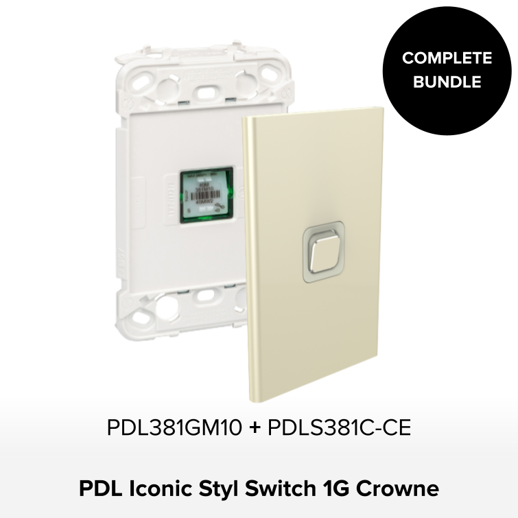 Bundle - PDL Iconic Styl Switch, 1 Gang - Crowne